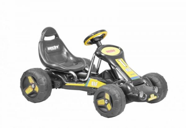 Kart cu pedale pentru copii Hecht 59789 structura de otel capacitate 30 kg negru & galben